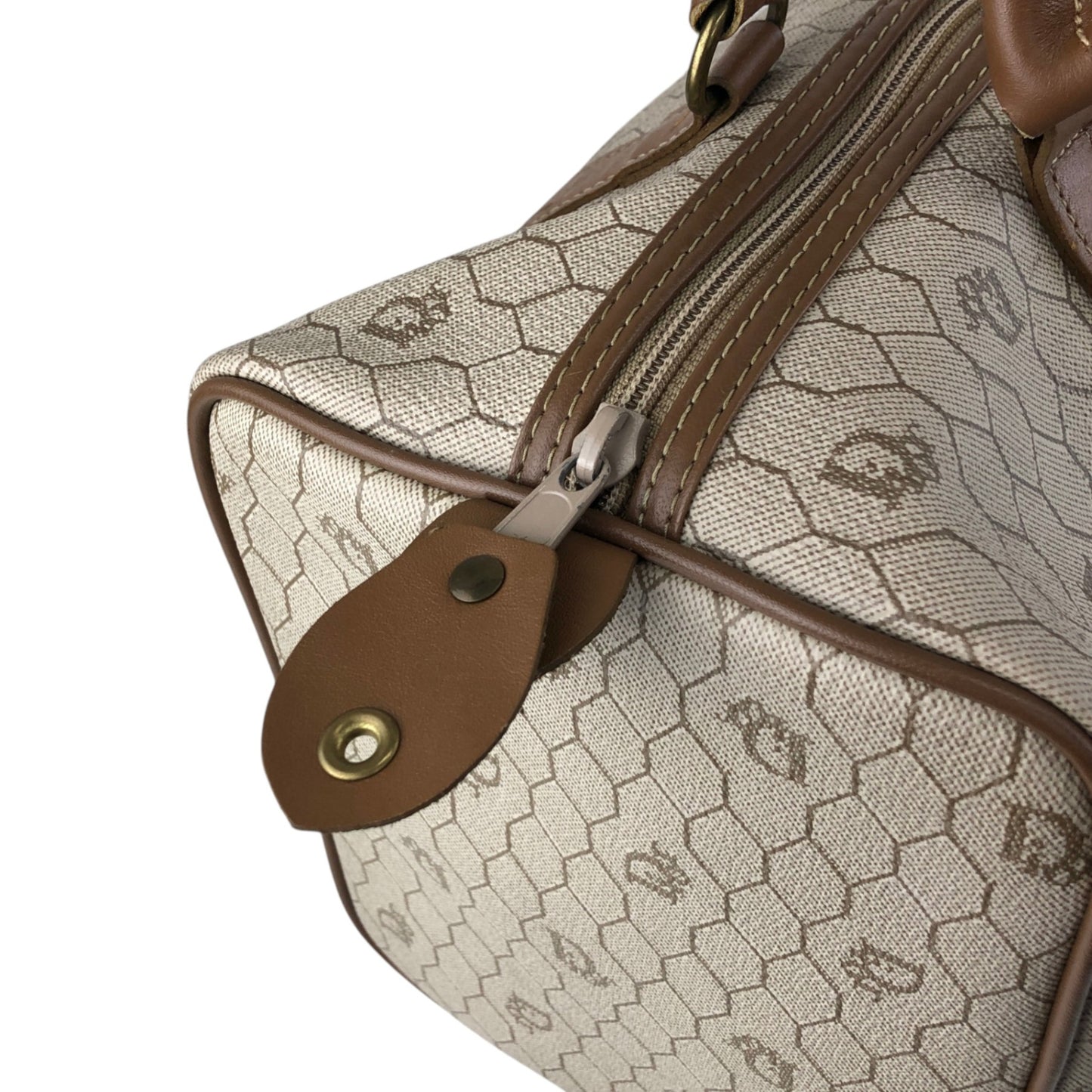 Christian Dior Honeycomb Pattern Handbag Boston bag Beige Vintage y2sxs7
