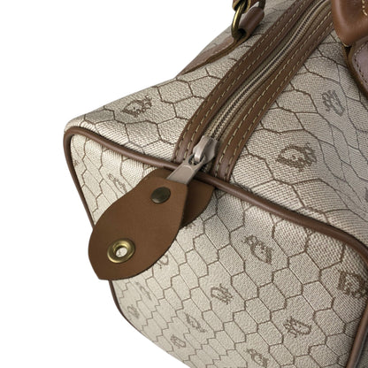 Christian Dior Honeycomb Pattern Handbag Boston bag Beige Vintage y2sxs7
