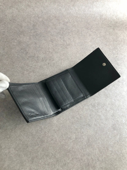 Christian Dior CD Logo Trifold Wallet Black Vintage 3wudpt