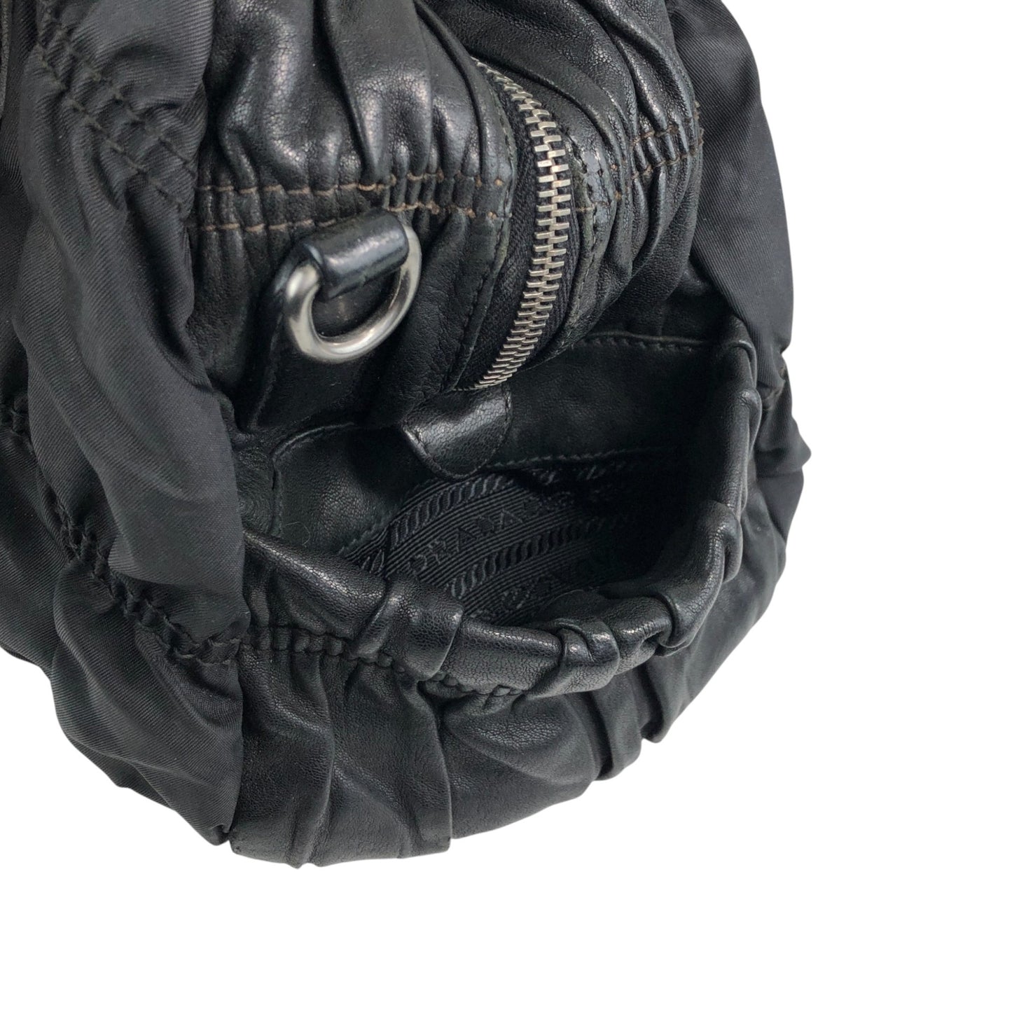 PRADA Triangle Logo Handbag Black Vintage g8wpjj