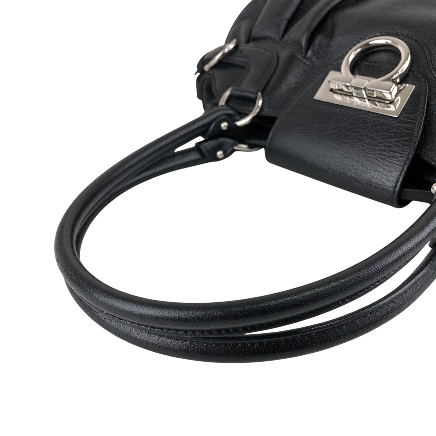 Salvatore Ferragamo Gancini Handbag Black Vintage mfbzax