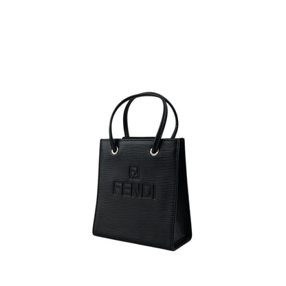 FENDI Logo Embossed Small Handle Black Vintage p2sp67