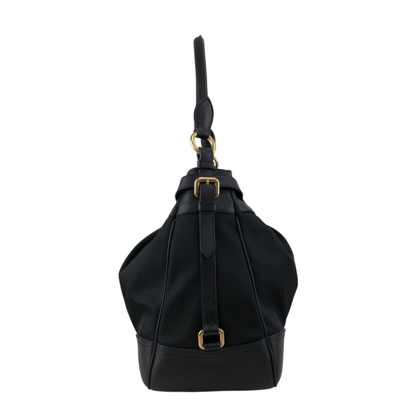 PRADA Logo Front Buckle Shoulder bag Black Vintage rv2srn