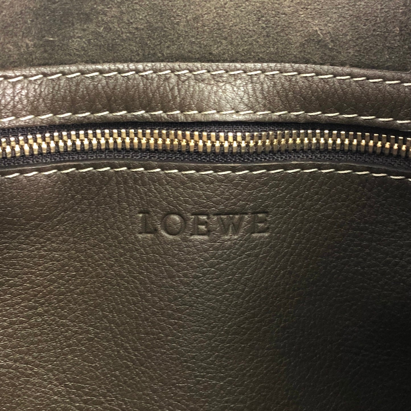 LOEWE Logo Embossed Shoulder bag Brown Vintage fsvn5t