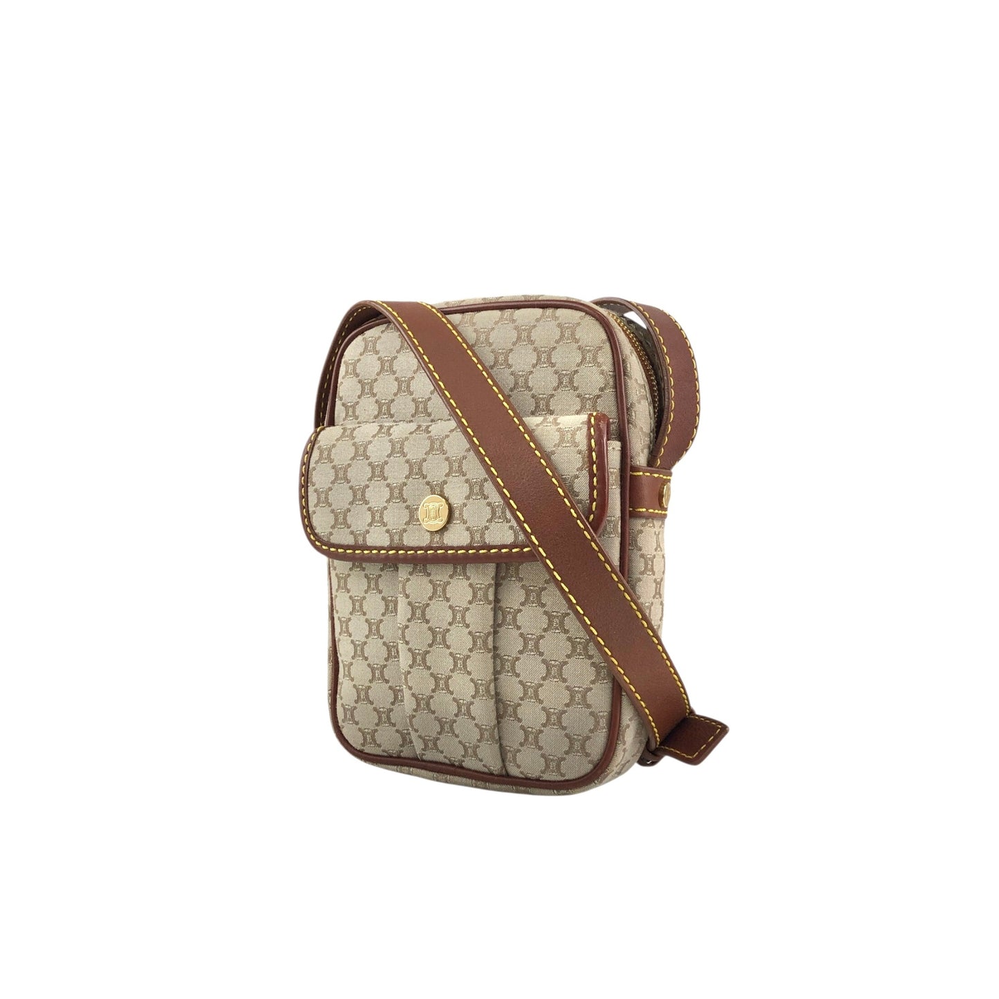 CELINE Blason Small Shoulder bag Beige Vintage yn4w5e