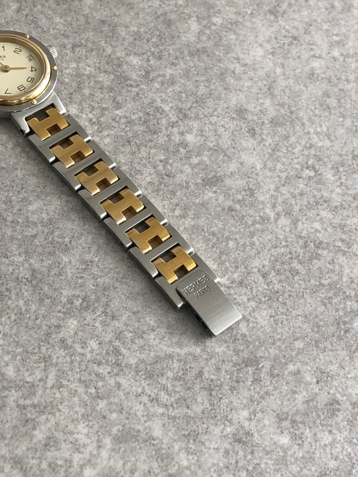 HERMES Quartz Watch Gold×Silver 317623 Vintage aai6x8
