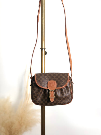 CELINE Macadam Blason Front Buckle Shoulder bag Brown Vintage nunsei