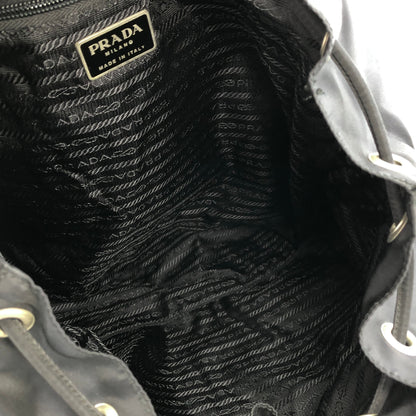 PRADA Triangle Logo Double Pocket Nylon Backpack Black Vintage irmwsy