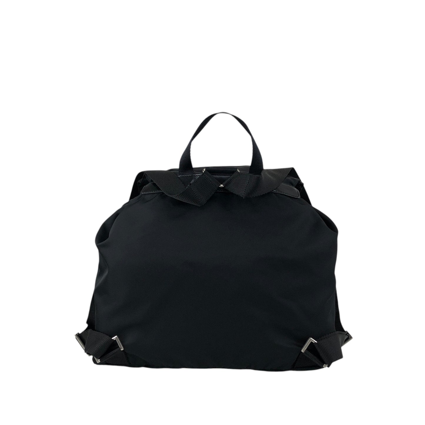 PRADA Tessuto Triangle Logo Double Pocket Backpack Black Vintage scciib