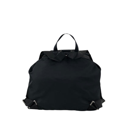 PRADA Tessuto Triangle Logo Double Pocket Backpack Black Vintage scciib