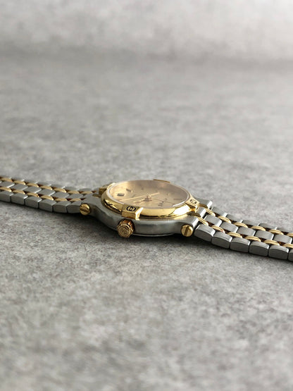 GUCCI Logo Quartz Watch Gold×Silver 9000L Vintage hsae4p