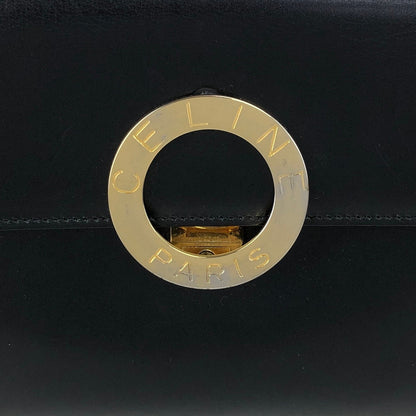 CELINE Circle Logo Shoulder bag Black Vintage ee7fti