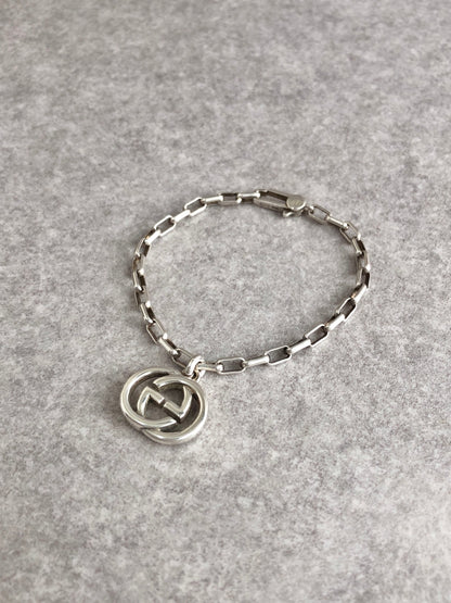 GUCCI Interlocking Bracelet Silver SILVER925 Vintage mviic5