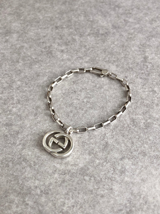 GUCCI Interlocking Bracelet Silver SILVER925 Vintage mviic5