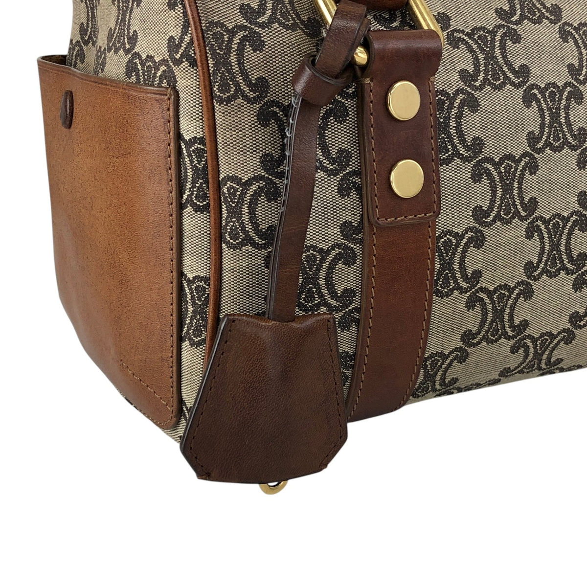 CELINE Triomphe Small Boston bag Handbag Brown Vintage 2j8imx