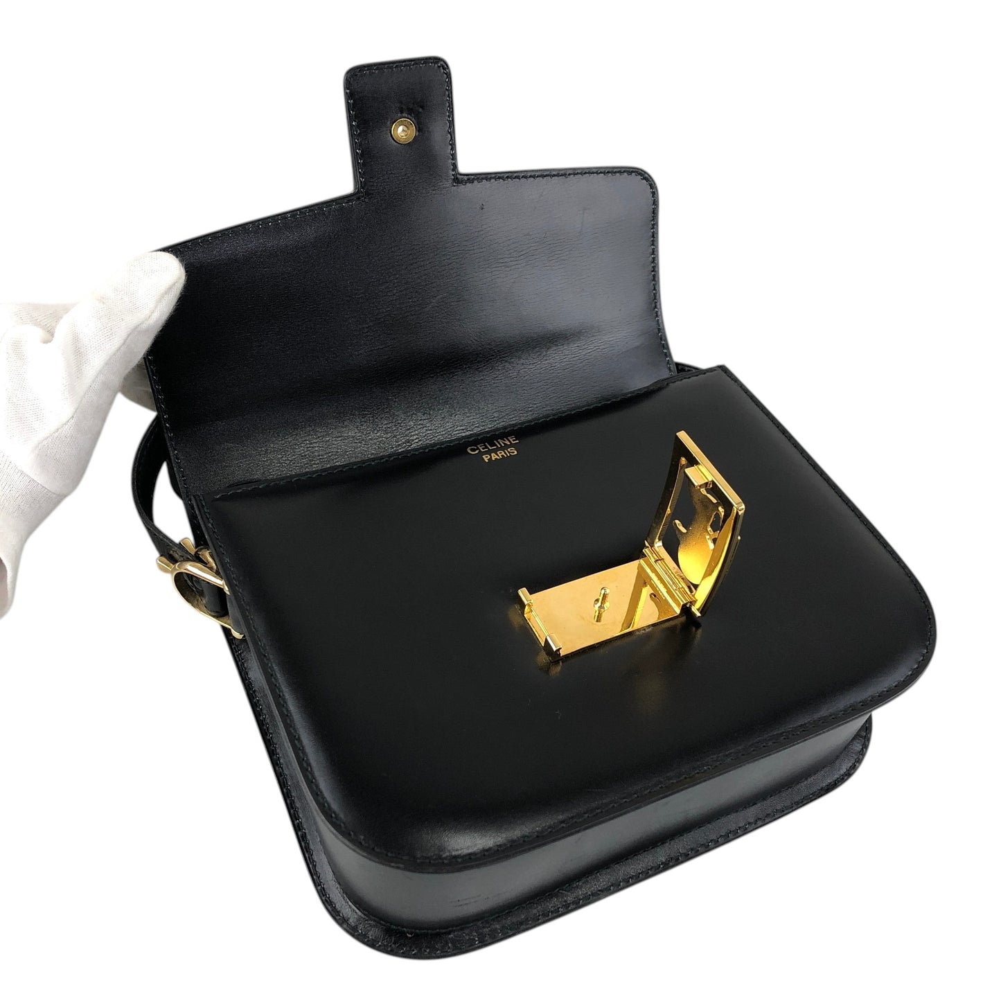 CELINE Horse Carriage Shoulder bag Black Vintage gr8nyt