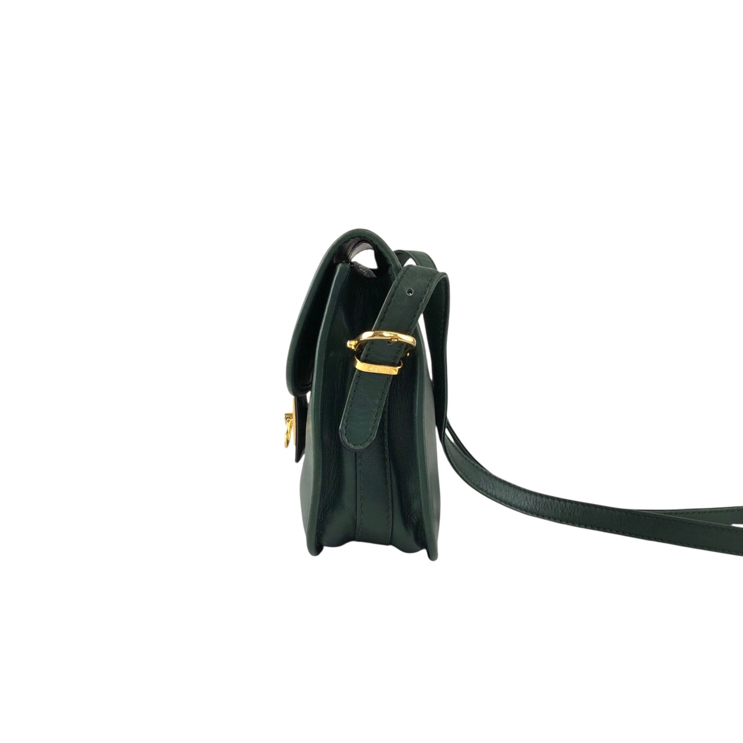 CELINE Gancini Shoulder bag Green Vintage jh6t3a