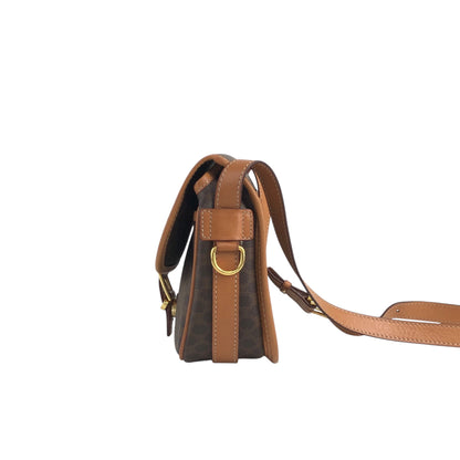 CELINE Macadam Front Buckle Shoulder bag Brown Vintage r3ukfi