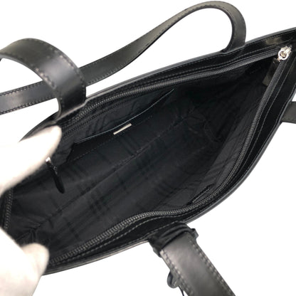 BURBERRY Logo Embossed Handbag Totebag Black Vintage 7vx6m6