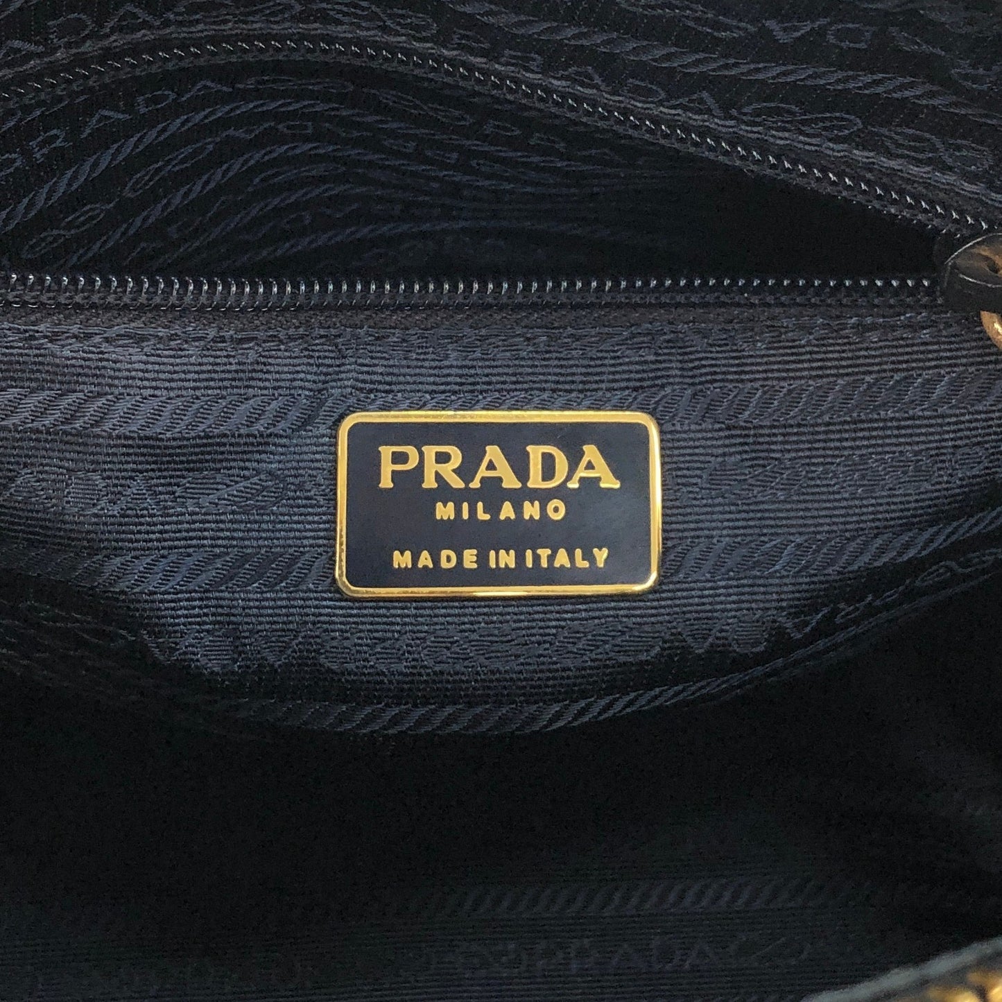 PRADA Logo Embossed Padlock Handbag Navy Vintage w43cew
