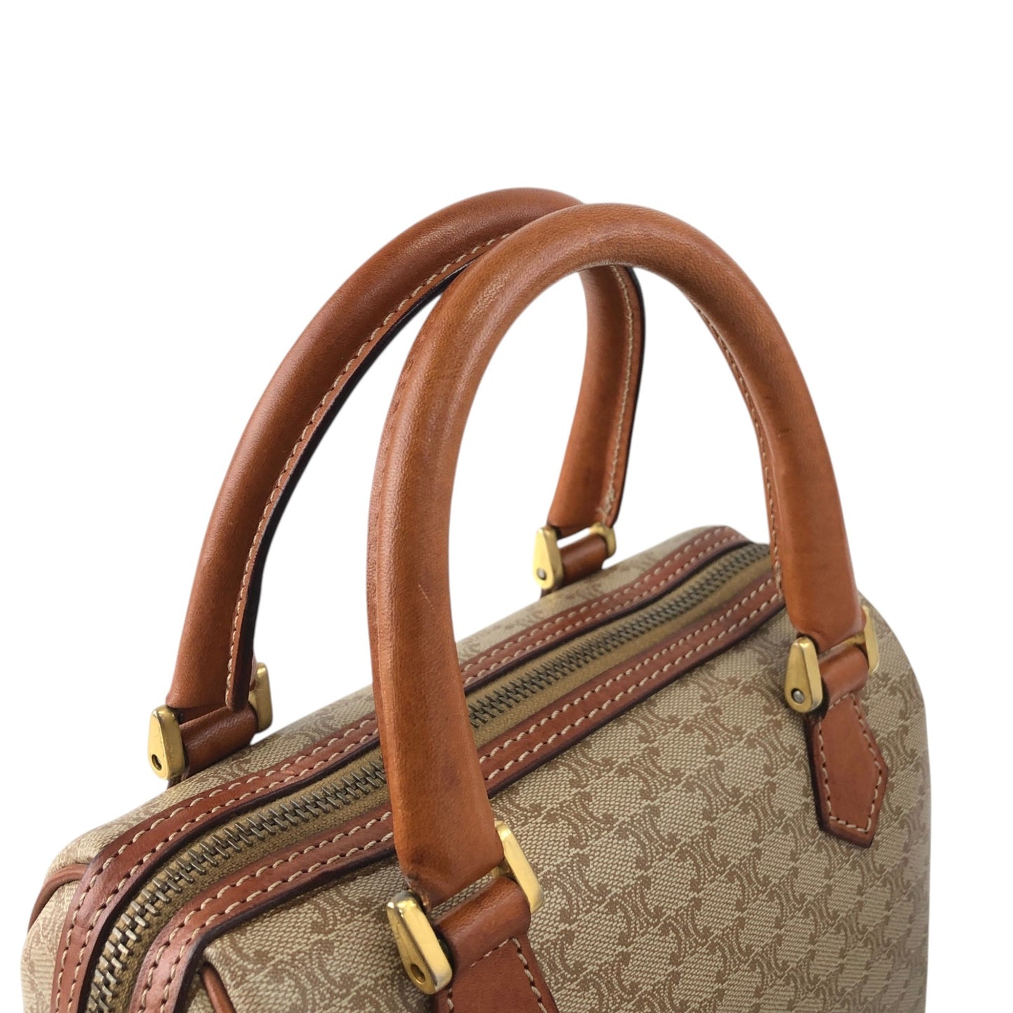 CELINE Macadam Two-way Handbag Shoulder bag Beige Vintage vwi2wp