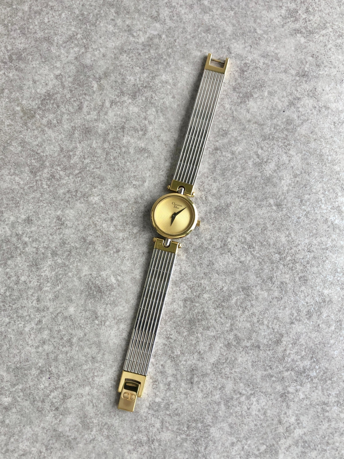 Christian Dior Logo Quartz Watch Silver×Gold 3025 Vintage xexzcz