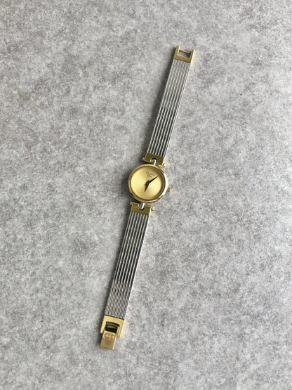Christian Dior Logo Quartz Watch Silver×Gold 3025 Vintage xexzcz