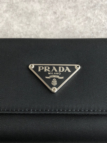 PRADA Tessuto Triangle Logo Key Case Black M222 Vintage i6mts6