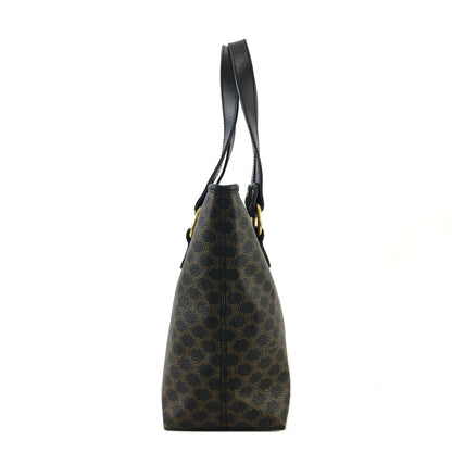 CELINE Macadam Leather Handbag Black Vintage a2psx4