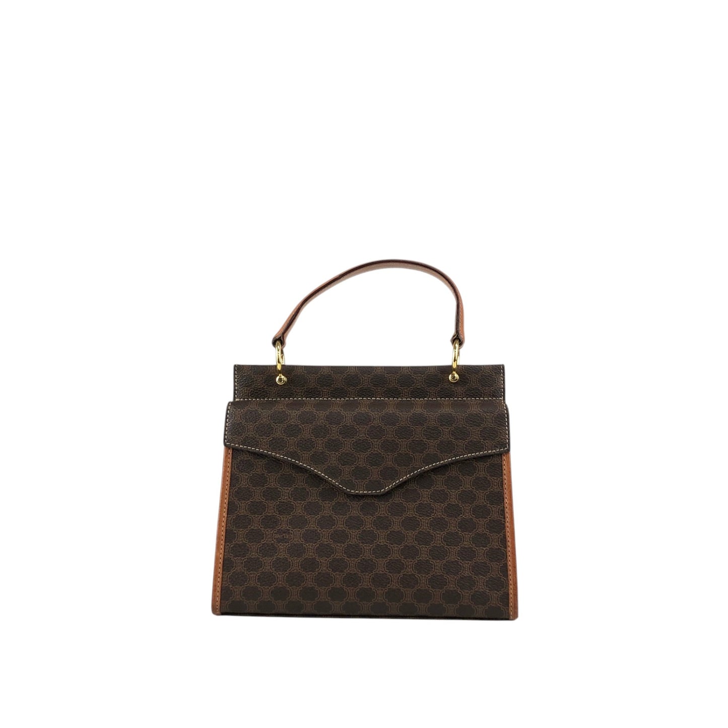 CELINE Macadam Gancini Two-way Handbag Shoulder bag Brown Vintage kgm5ej