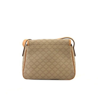 CELINE Macadam Blason Leather Shoulder bag Beige Vintage 78bcka