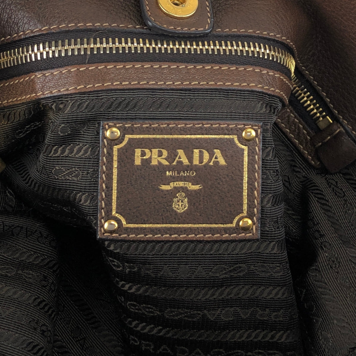 PRADA Triangle Logo Shoulder bag Hobobag Brown Vintage ajvtv2