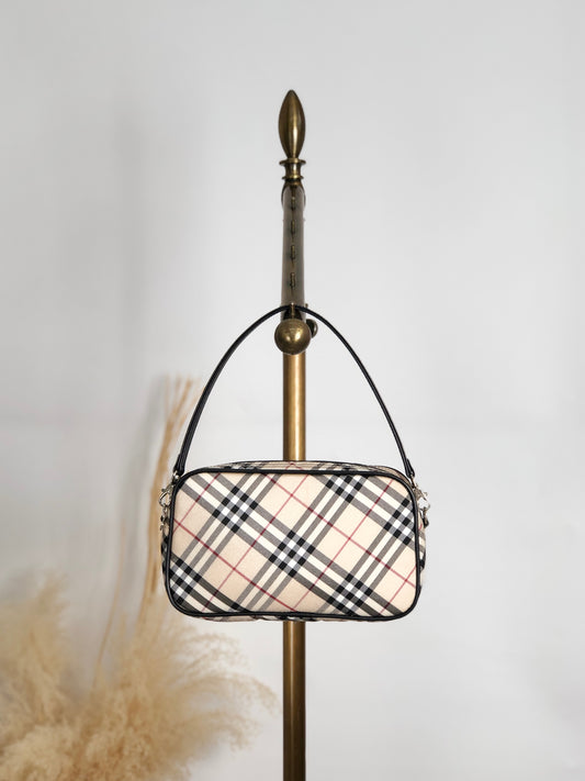 BURBERRY Check Small Handbag Beige Vintage jg72w4