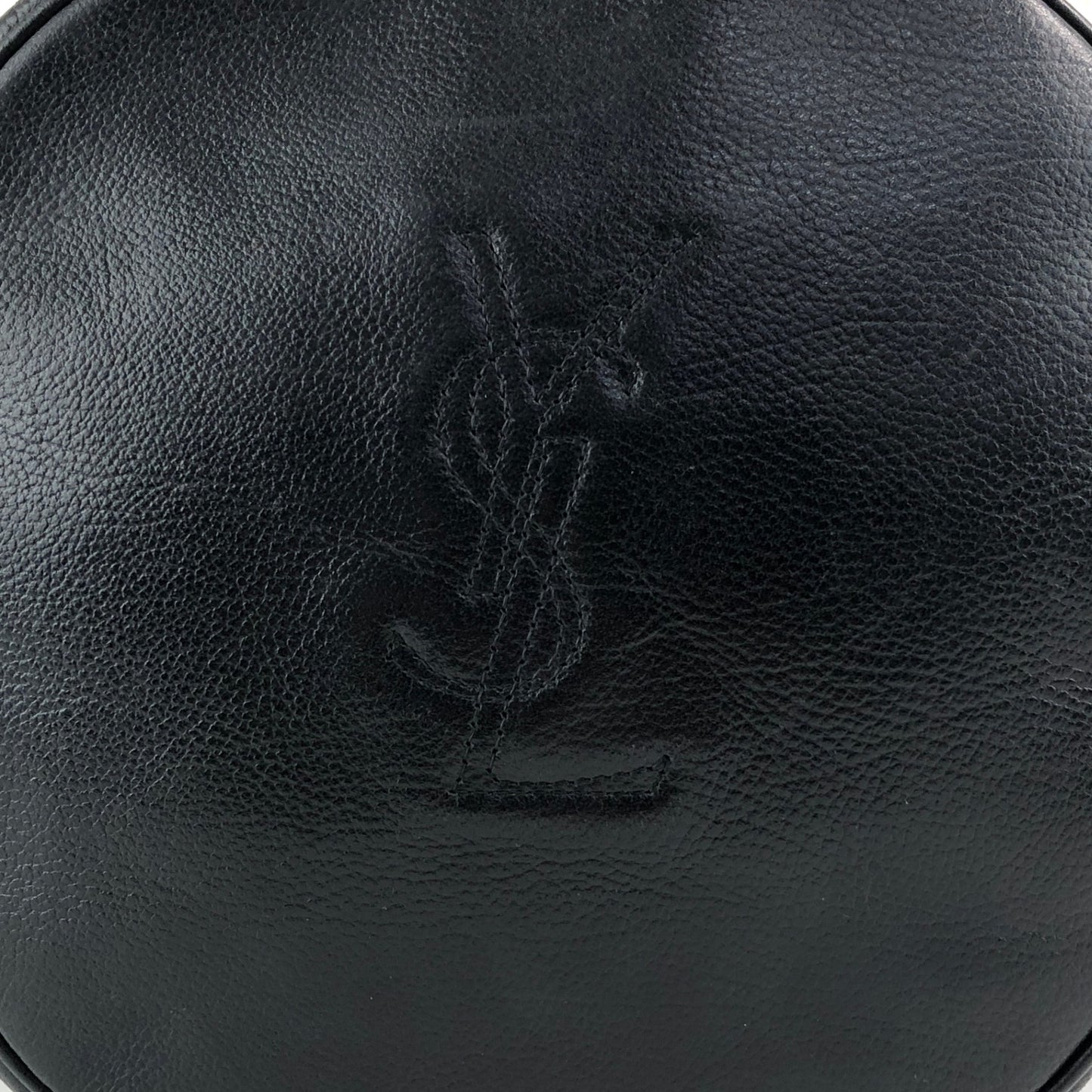 Yves Saint Laurent YSL Logo Stitch Shoulder bag Black Vintage n8ts56