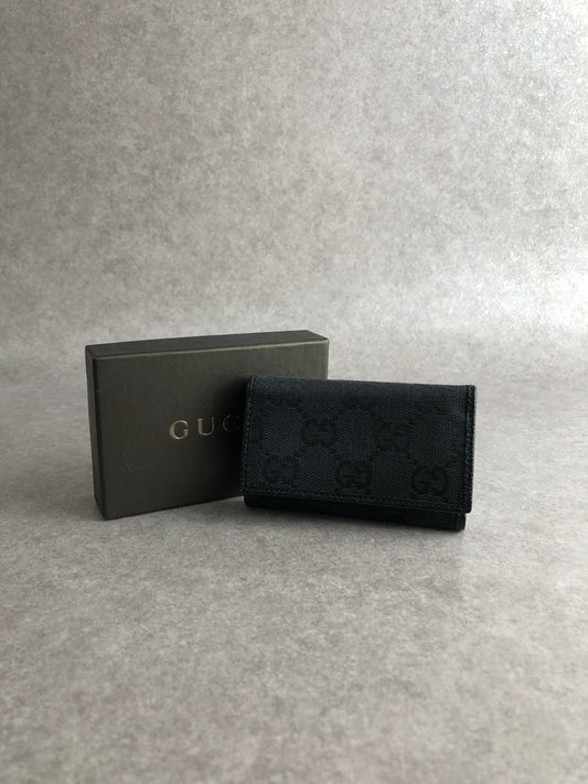GUCCI GG Canvas Key Case Black 04564R F40IR 1000 Vintage ureigf