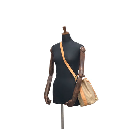 CELINE Macadam Two-way Drawstring Handbag Shoulder bag Beige Vintage jtr86n