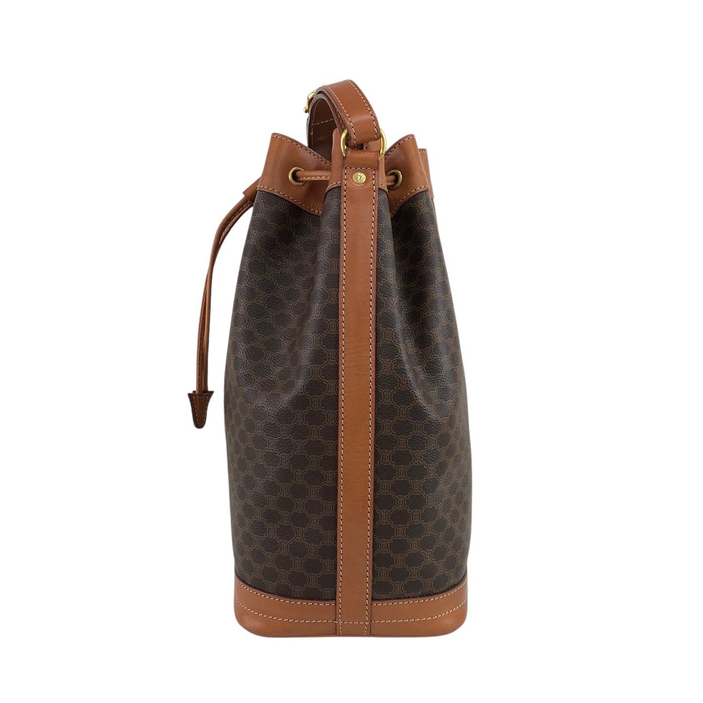 CELINE Macadam Blason Drawstring Shoulder bag Brown Vintage etuzkc