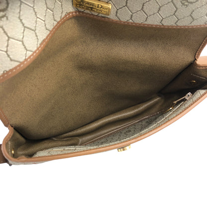 Christian Dior 蜂巢圖案 PVC 皮革肩背包 米色復古 d6n84p 
