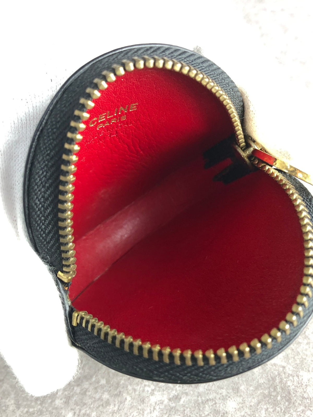 CELINE Circle Logo Coin Purse Black Vintage n7ez3e