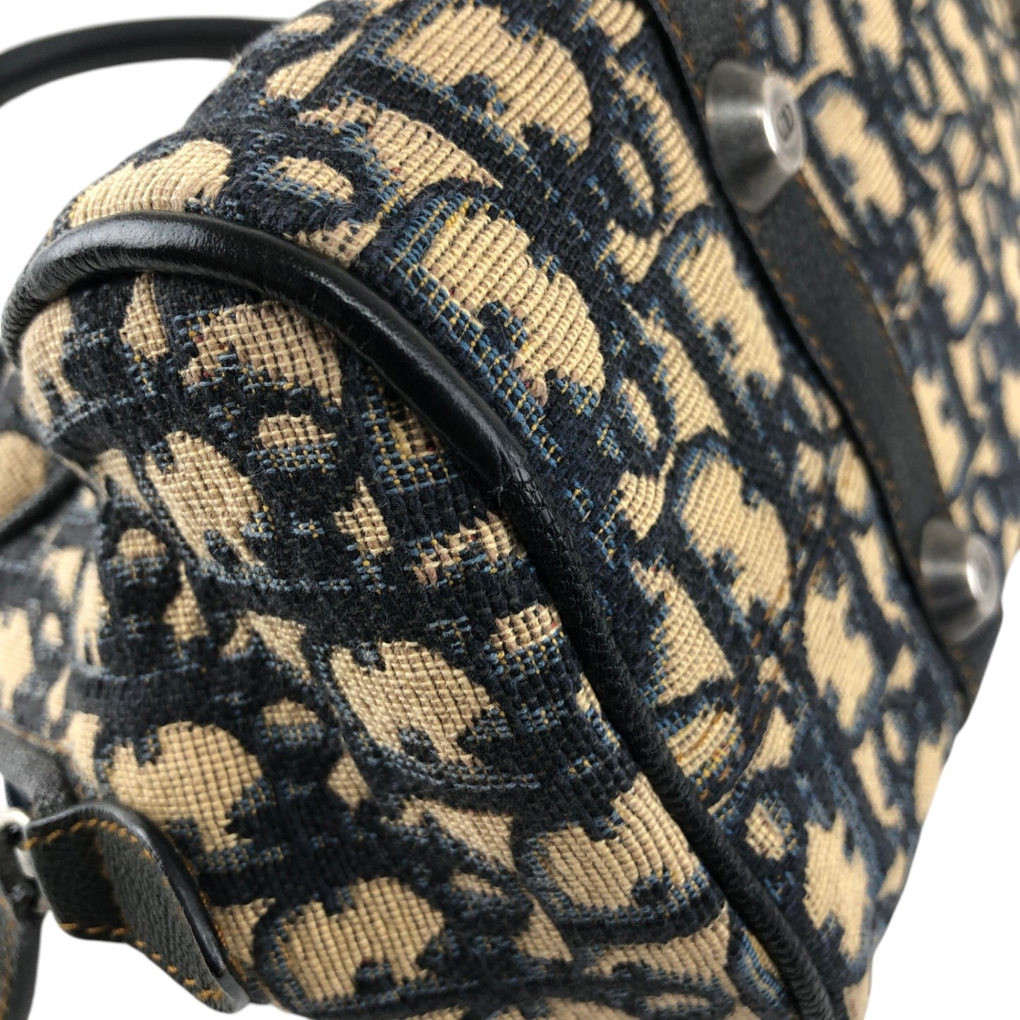 Christian Dior Trotter Small Boston bag Handbag Navy Vintage yrrvj3