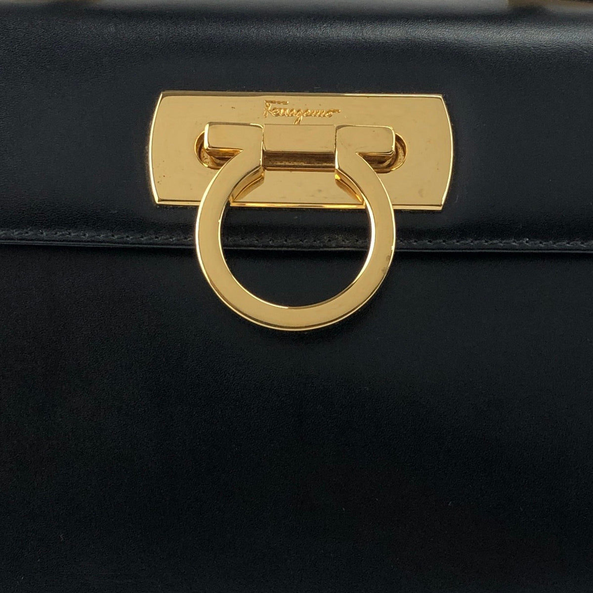 Salvatore Ferragamo Gancini Two-way Handbag Shoulder bag Black Vintage eddc85