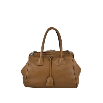PRADA Metal Clasp Handbag Brown Vintage d6nuka