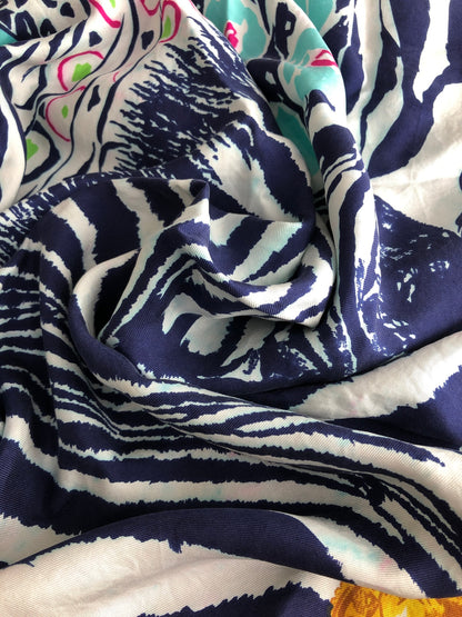 CELINE Triomphe Scarf Navy×White Vintage 44ebte