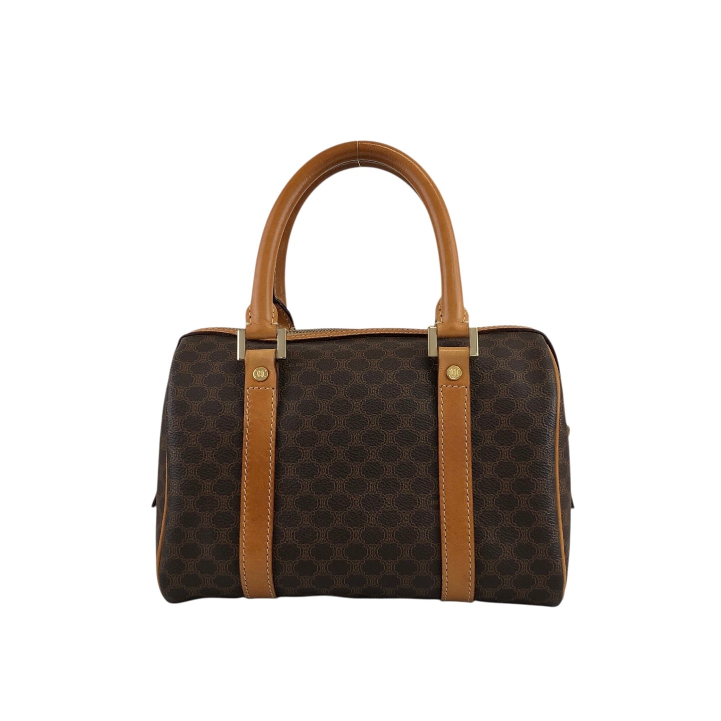 CELINE Macadam Small Boston bag Handbag Brown Vintage h2xbbg