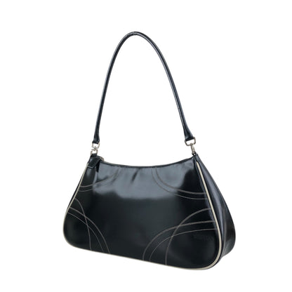 PRADA Stitch Shoulder bag Hobobag Black Vintage tfesrt