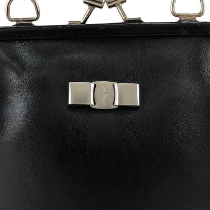 Salvatore Ferragamo Vala Metal Clasp Chain Shoulder bag Black Vintage yntg52