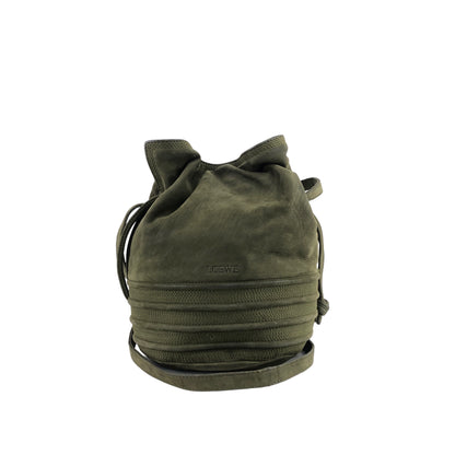 LOEWE Suede Drawstring Small Shoulder bag Olive Green Vintage trajxn