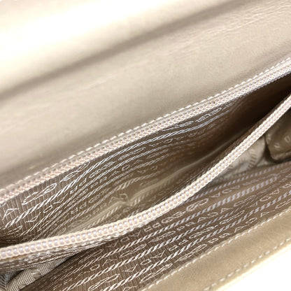 PRADA Leather Hobo bag Shoulder bag Handbag  Cream Vintage Old iw335a