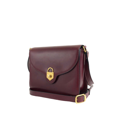 CELINE 掛鎖皮革斜背包 波爾多紅 復古 28epaz 
