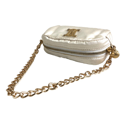 CELINE Triomphe Nylon Chain Mini Bag Shoulder bag Beige Vintage Old Celine x2he8t